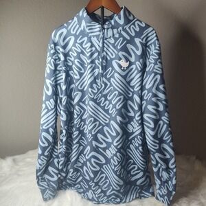 Bad Birdie Quarter Zip Pullover Mens Small Blue Abstract Print Long Sleeve Golf